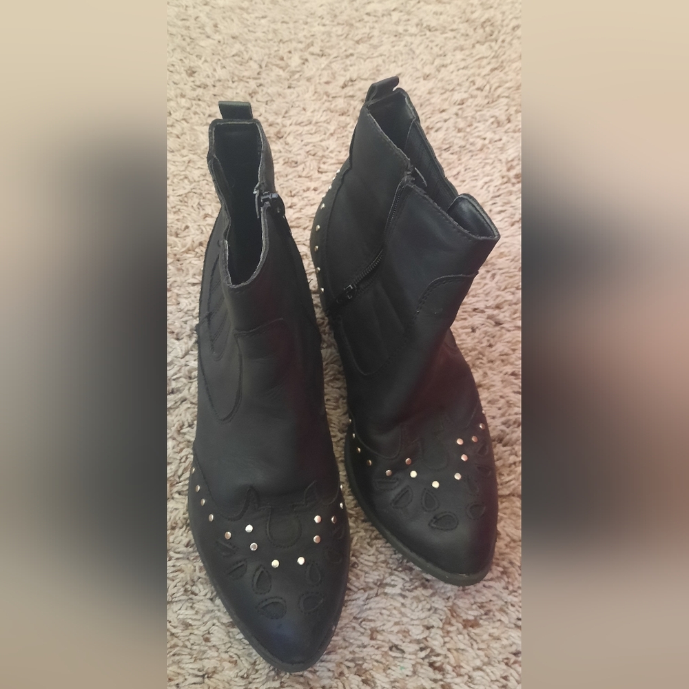 Sugar Black Ankle Boots with Studs